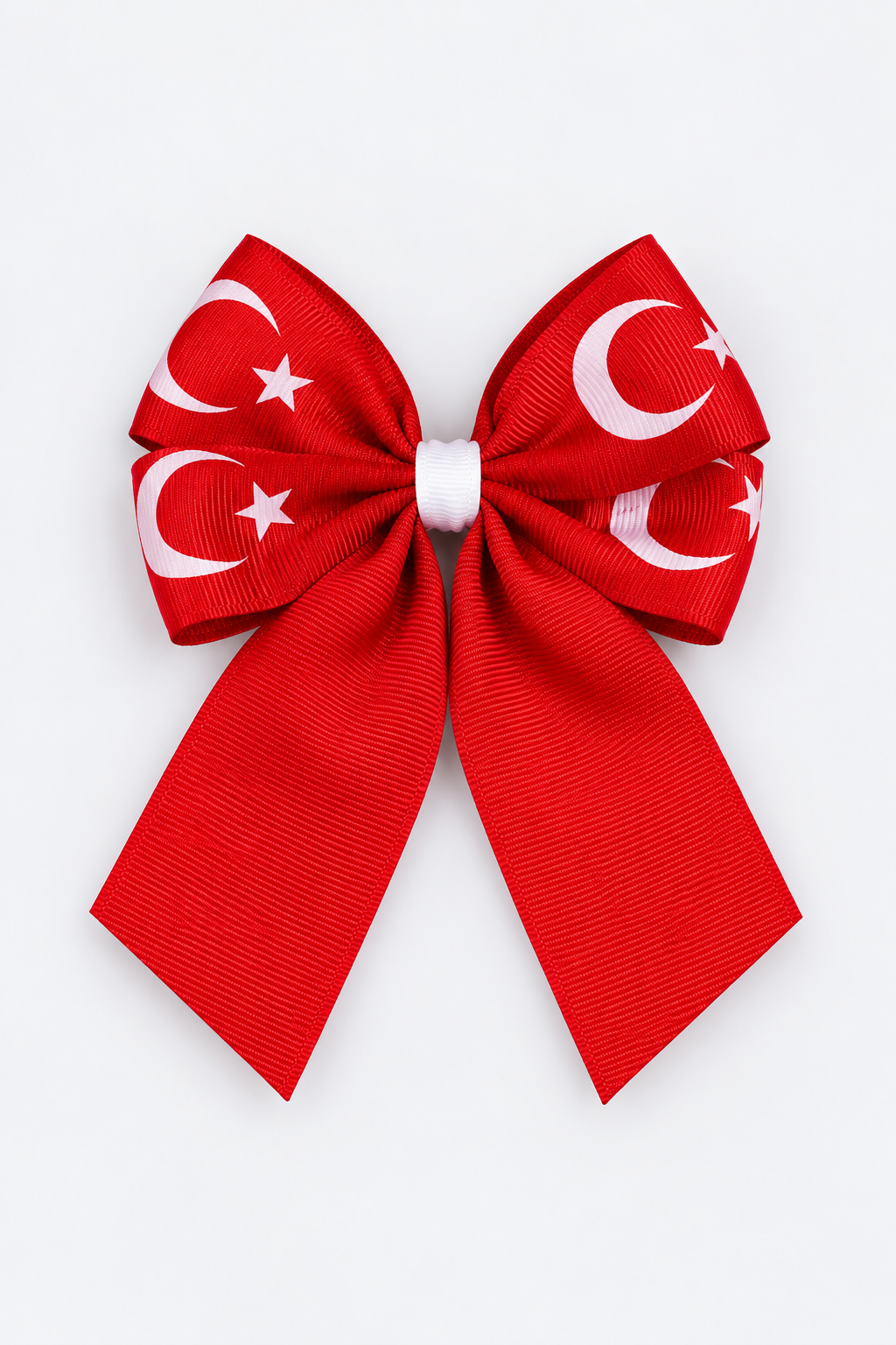 Ay Yıldız Baskılı Kırmızı Fiyonk Pens Toka